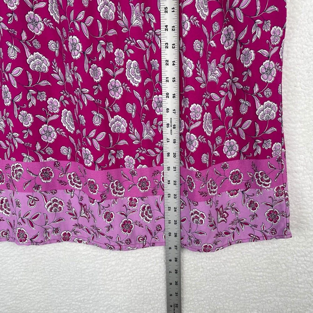 LOFT Womens XL Magenta Pink Floral Halter Neck Sleeveless Blouse Border Hem Top - Picture 4 of 9